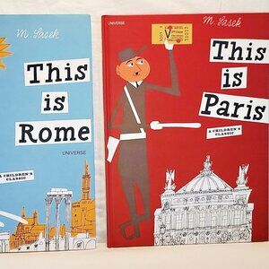 This Is Rome / Paris - 2 HC Books 1 DJ - Miroslav Sasek 9"x12" Illust Exc Cond
